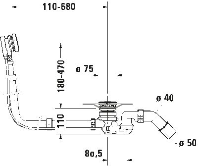 Комплект слива-перелива квадратно-овальный** (обязательно требуется обратный клапан 5