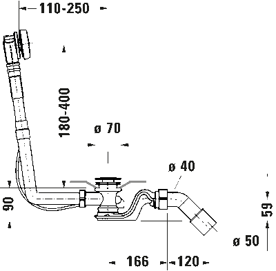 Комплект слива-перелива квадратно-овальный 4