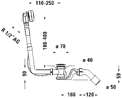 Комплект слива-перелива квадратно-овальный (необходим отсоединитель трубы или кран с защитой от обратного потока согласн 4
