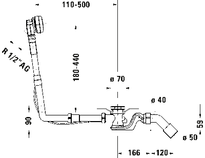 Комплект слива-перелива квадратно-овальный (необходим отсоединитель трубы или кран с защитой от обратного потока согласн 4