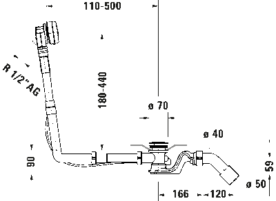 Комплект слива-перелива квадратно-овальный (необходим отсоединитель трубы или кран с защитой от обратного потока согласн 4