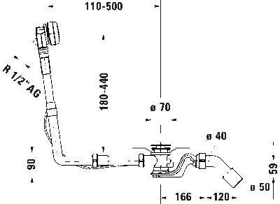 Комплект слива-перелива квадратно-овальный (необходим отсоединитель трубы или кран с защитой от обратного потока согласн 4