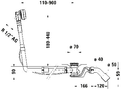 Комплект слива-перелива квадратно-овальный (необходим отсоединитель трубы или кран с защитой от обратного потока согласн 4