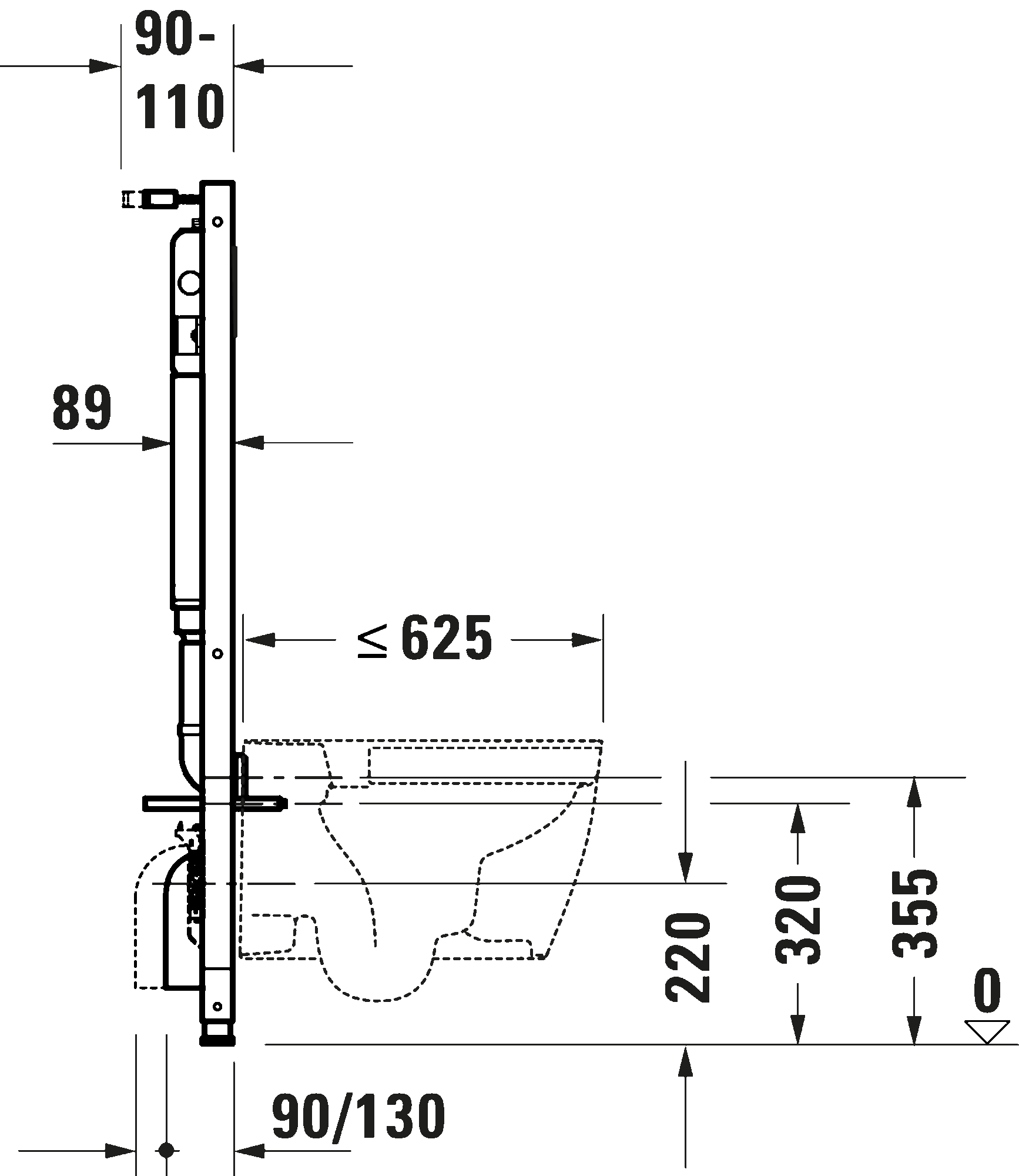 DuraSystem Installationselem. монтажный элемент для подвесного унитаза в сборке A1 3