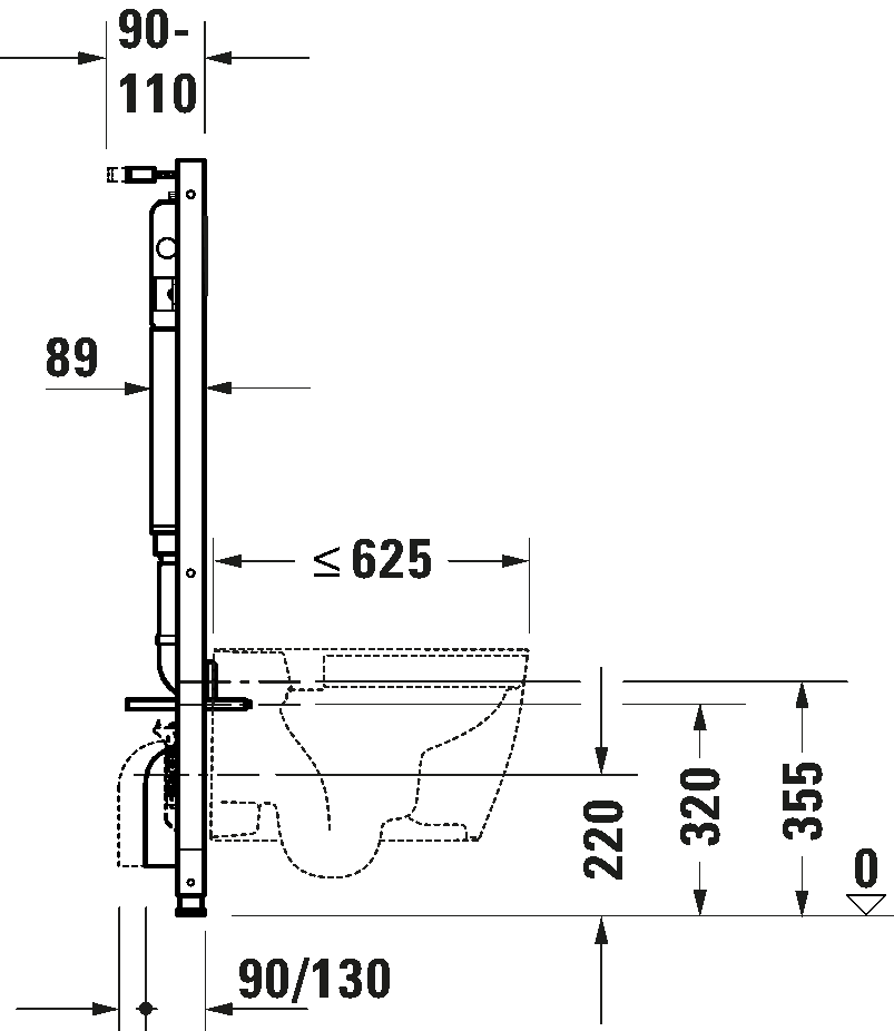 DuraSystem Installationselem. монтажный элемент для подвесного унитаза в сборке A2 3