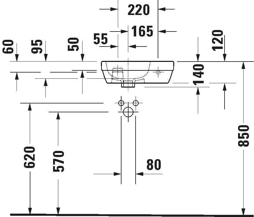 D-Code Умывальник с плоскостью под смеситель 4