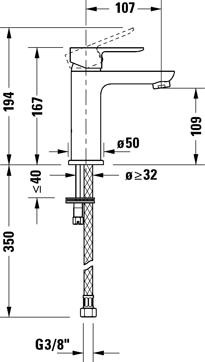 D-Code Однорычажный смеситель для умывальника 6