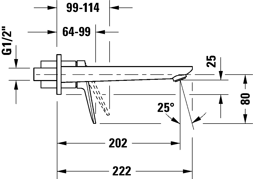 Wave Однорычажный смеситель для раковины скрытого монтажа 21