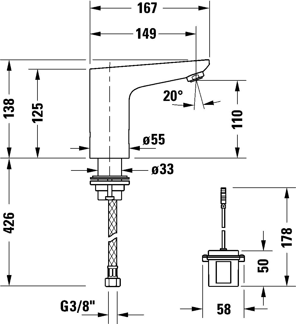 Sensor 1 Электронный смеситель для раковины с предварительной регулировкой температуры воды 9