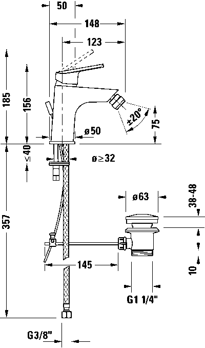 Duravit №1 Однорычажный смеситель для биде 10