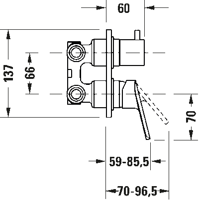 Duravit №1 Однорычажный смеситель  скрытого монтажа с переключателем на 2 потребителя 9