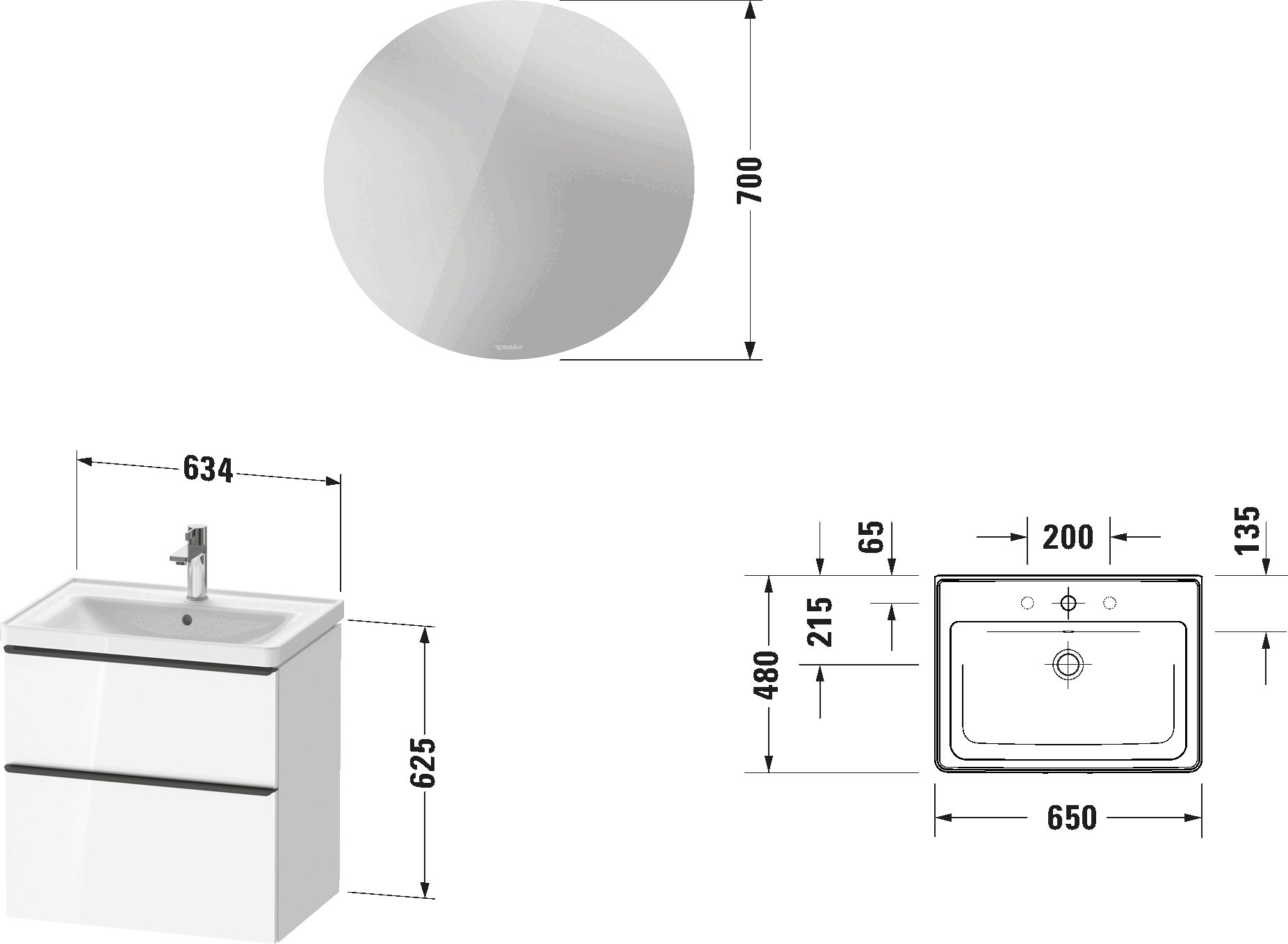 D-Neo Мебельная раковина с тумбой под раковину и зеркалом 6