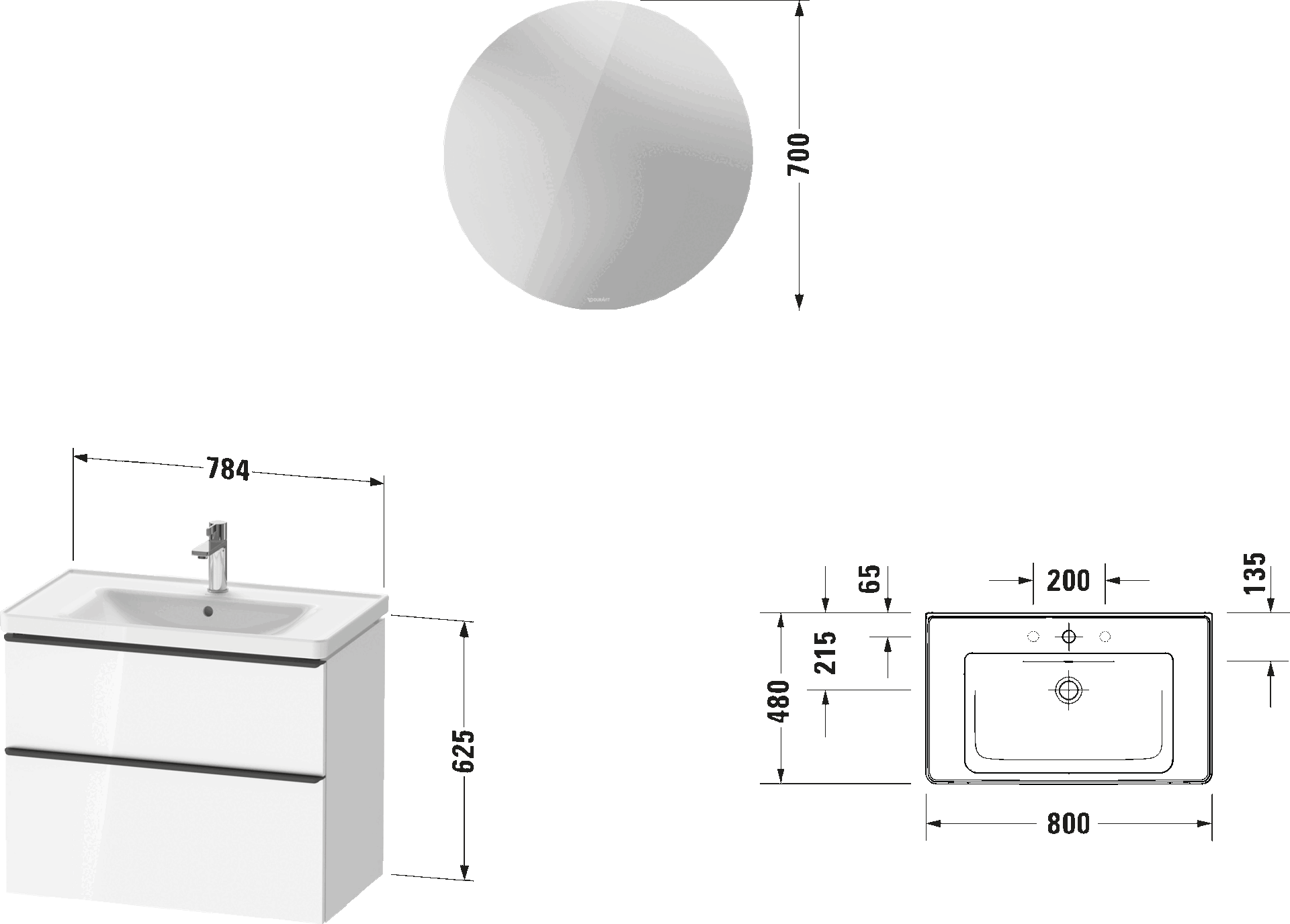 D-Neo Мебельная раковина с тумбой под раковину и зеркалом 6