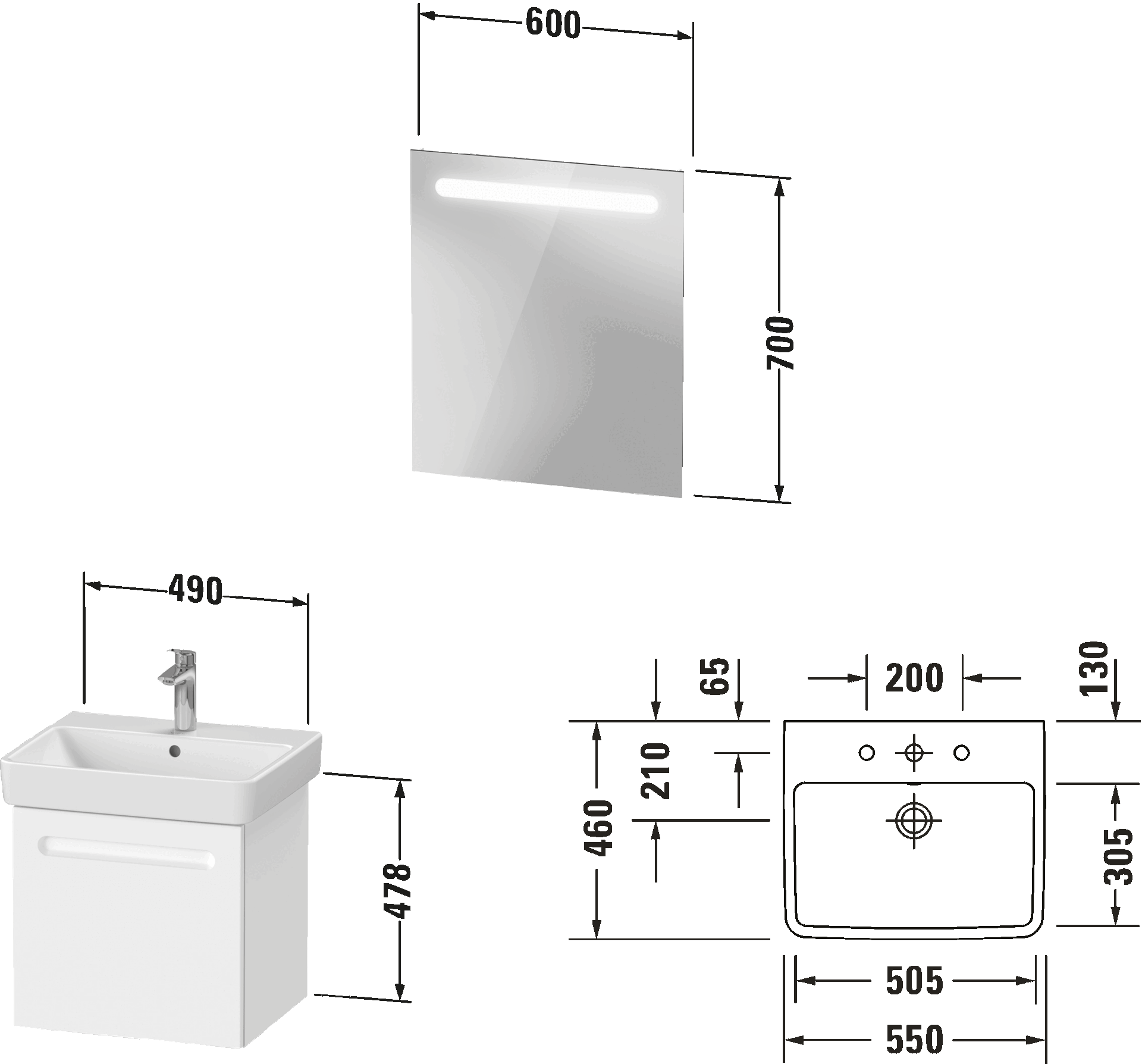 Duravit No.1 Мебельная раковина с тумбой и зеркалом 6