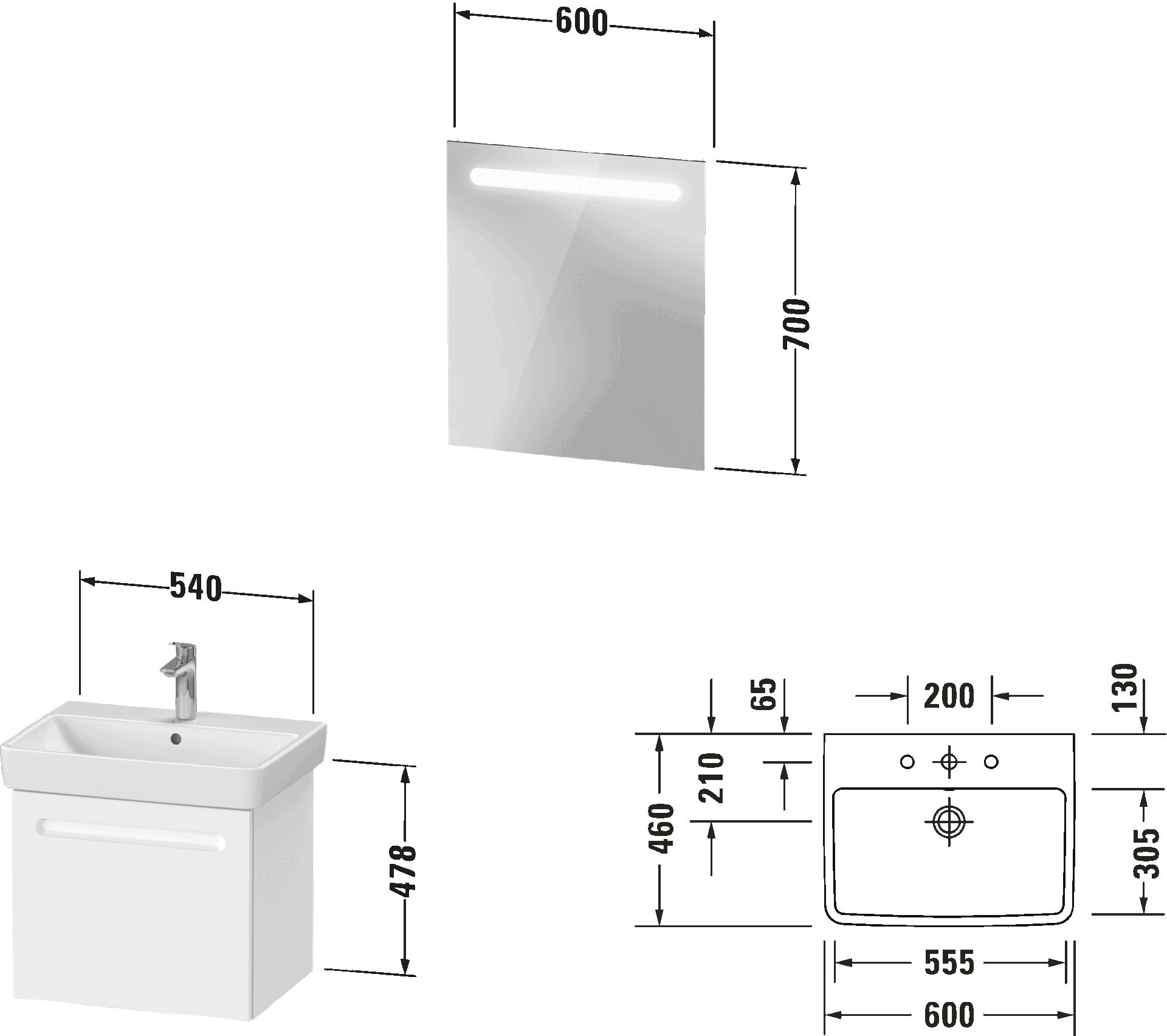 Duravit No.1 Мебельная раковина с тумбой под раковину и зеркалом 6