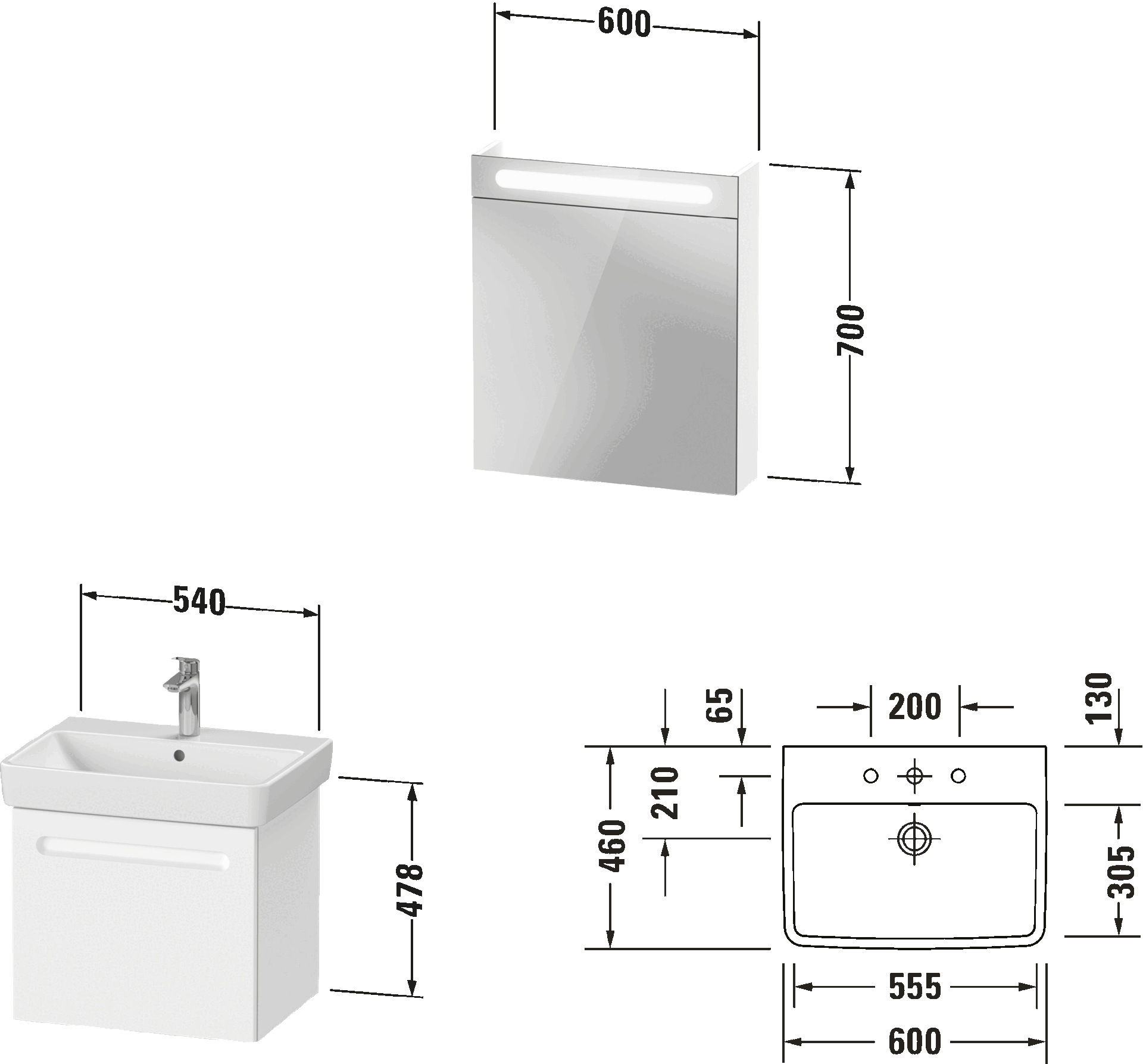 Duravit No.1 Мебельная раковина с тумбой под раковину и зеркальным шкафом 8