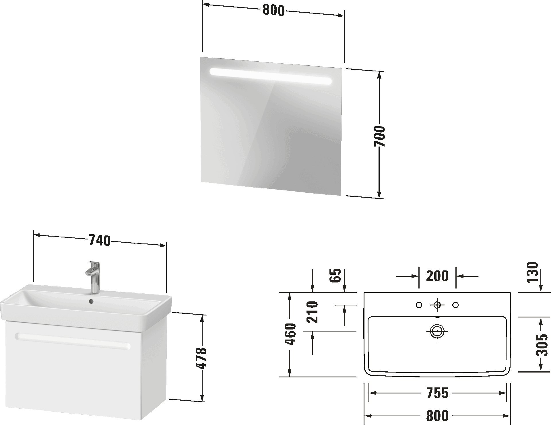 Duravit No.1 Мебельная раковина с тумбой и зеркалом 6