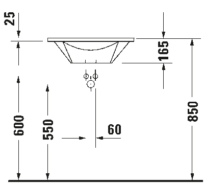 Starck 1 Умывальник для мебели с переливом 7