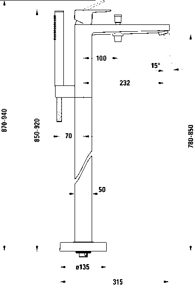 Manhattan Однорычажный напольный смеситель для ванны 10
