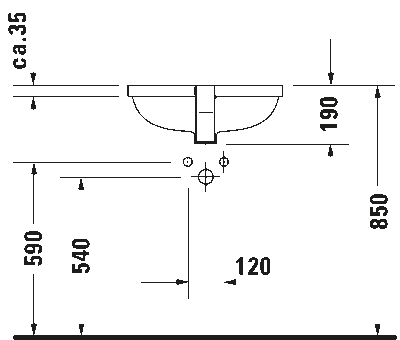 Starck 3 Умывальник встраиваемый 5