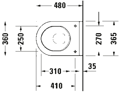 Starck 3 Унитаз подвесной компакт с вертикальным смывом 11