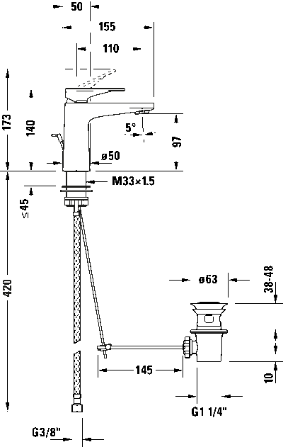 Tulum by Starck Однорычажный смеситель для умывальника 8