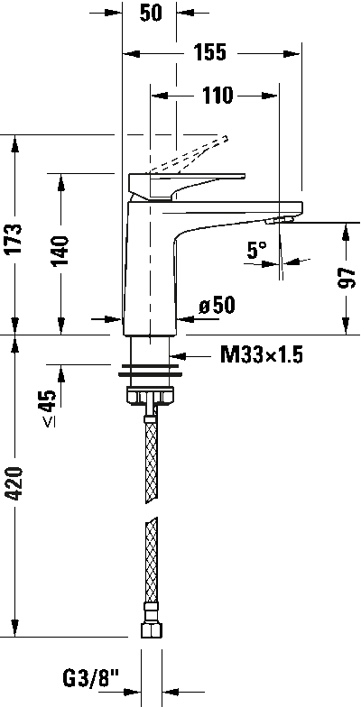 Tulum by Starck Однорычажный смеситель для умывальника 13