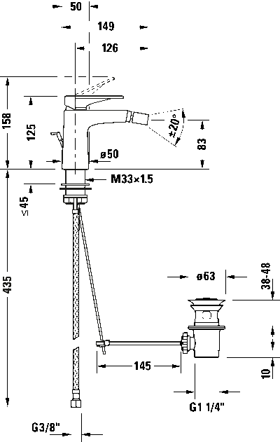 Tulum by Starck Однорычажный смеситель для биде 7