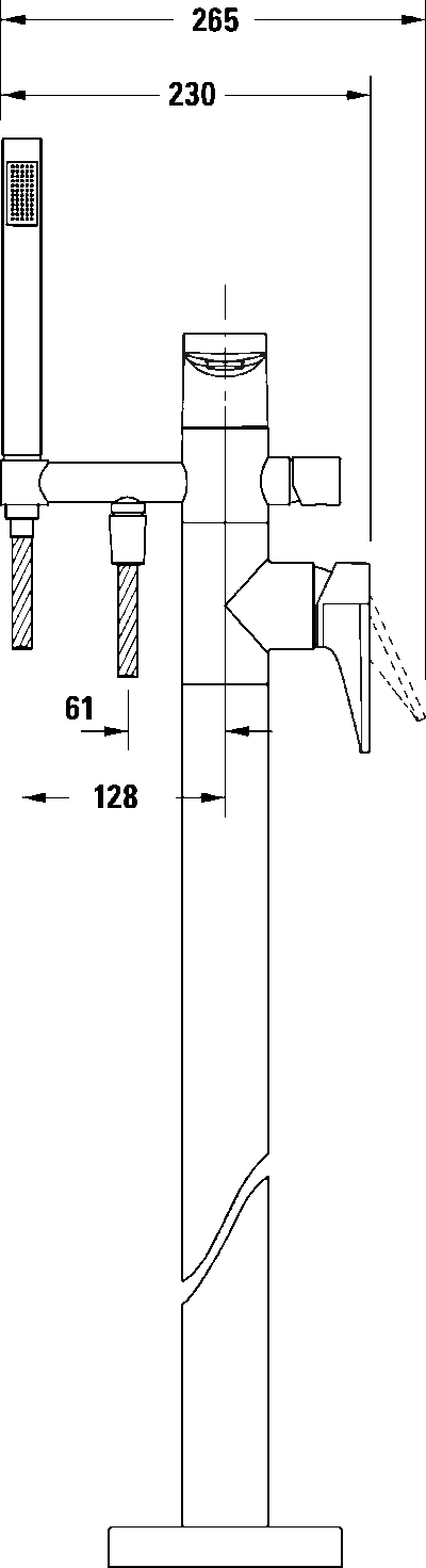 Tulum by Starck Однорычажный напольный смеситель для ванны 7