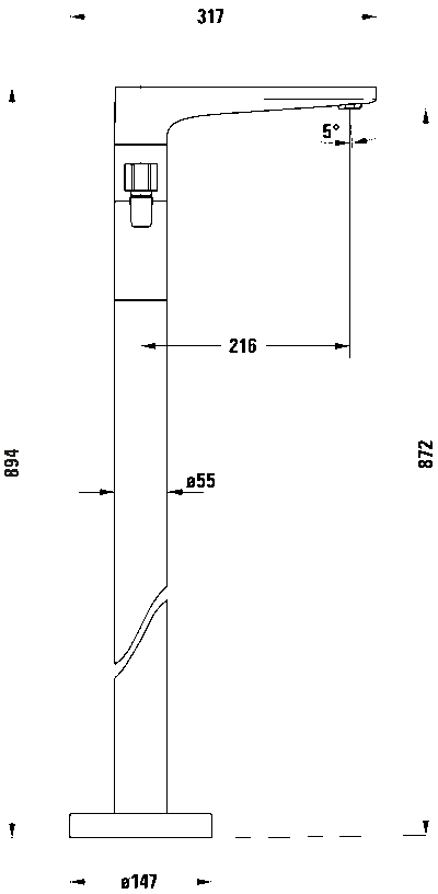 Tulum by Starck Однорычажный напольный смеситель для ванны 8