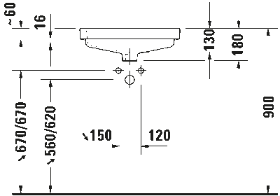 Vero Умывальник встраиваемый для встраивания сверху 3