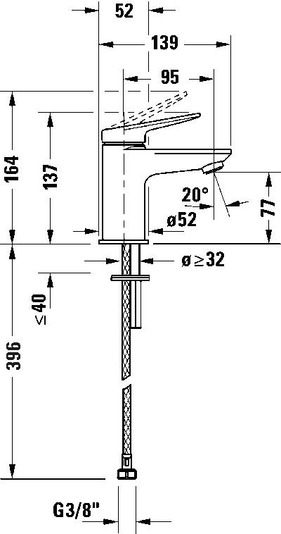 Wave Однорычажный смеситель для умывальника 20