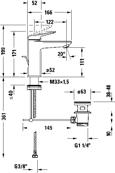Wave Однорычажный смеситель для умывальника 20
