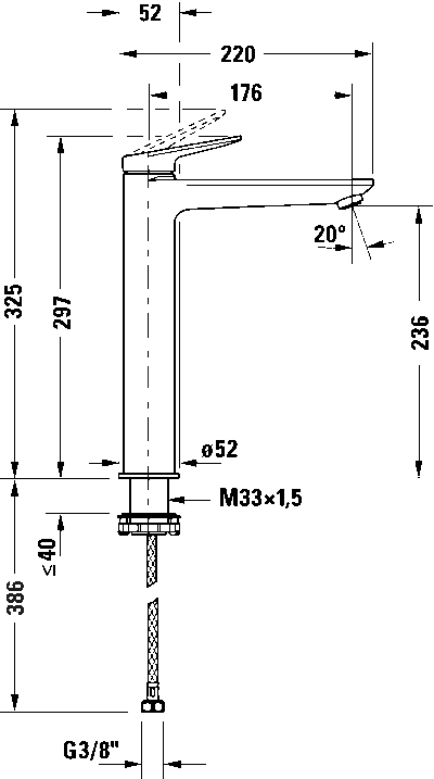 Wave Однорычажный смеситель для умывальника 32