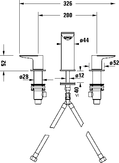 Wave Смеситель для умывальника с 3 отверстиями 19