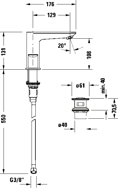 Wave Смеситель для умывальника с 3 отверстиями 20