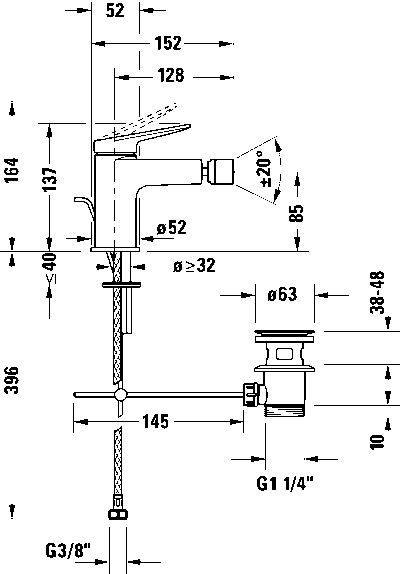 Wave Однорычажный смеситель для биде 16