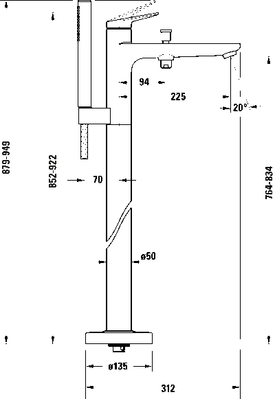 Wave Однорычажный напольный смеситель для ванны 11