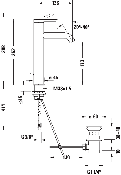 C.1 Однорычажный смеситель для умывальника 50