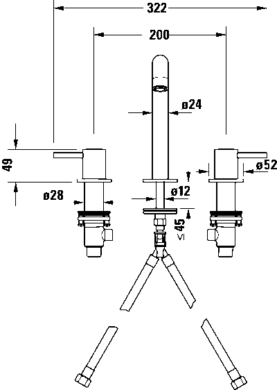 Circle Смеситель для умывальника с 3 отверстиями 14