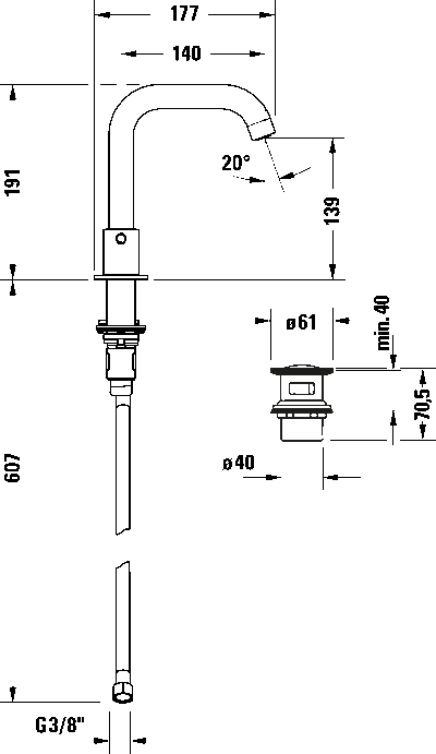 Circle Смеситель для умывальника с 3 отверстиями 15